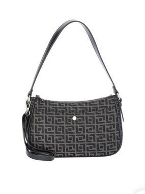 Nicole Fiorelli Geo Jaquard Print Black Shoulder Bag with Removable Strap